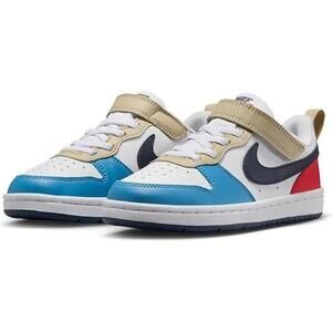 Nike Big Kid 2.5Y Court Borough Low Recraft White/Thunder Blue-LT Crimson DV5457
